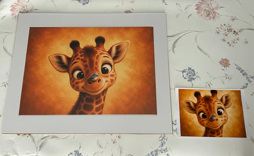 Baby giraffe and blue bird