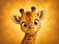 Baby giraffe and blue bird