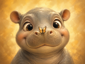 Baby Hippopotamus and butterfly