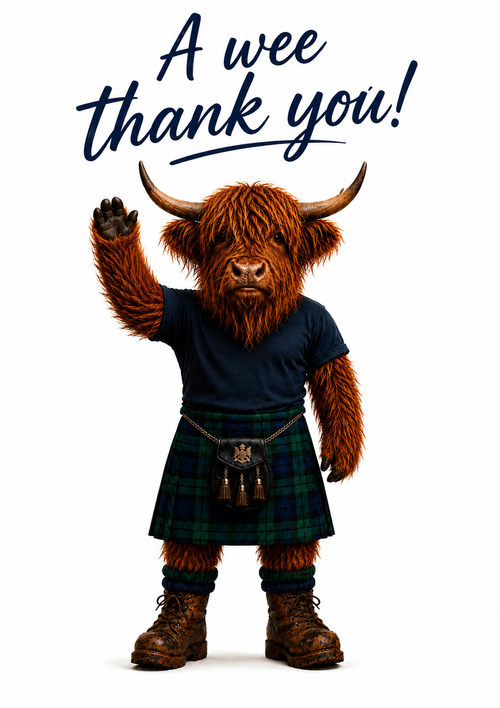 A Wee Thank You! | Hamish the Highland Cow Card